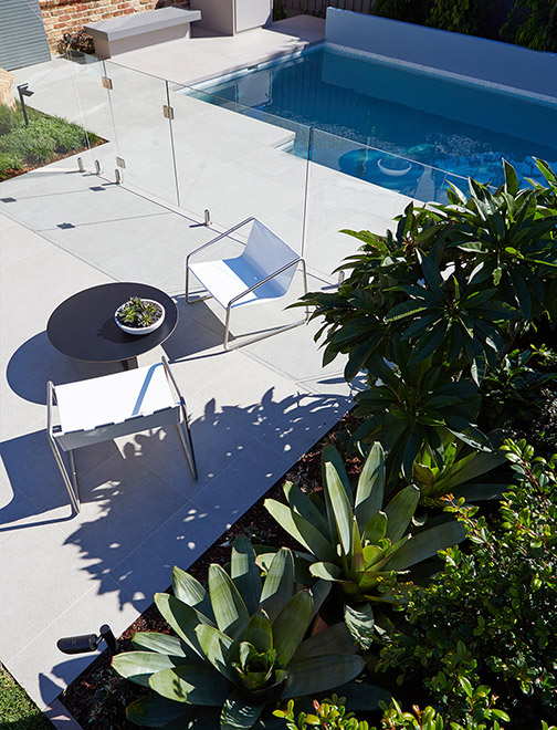 Garden design Hills District project featuring pool landscaping and outdoor entertaining area