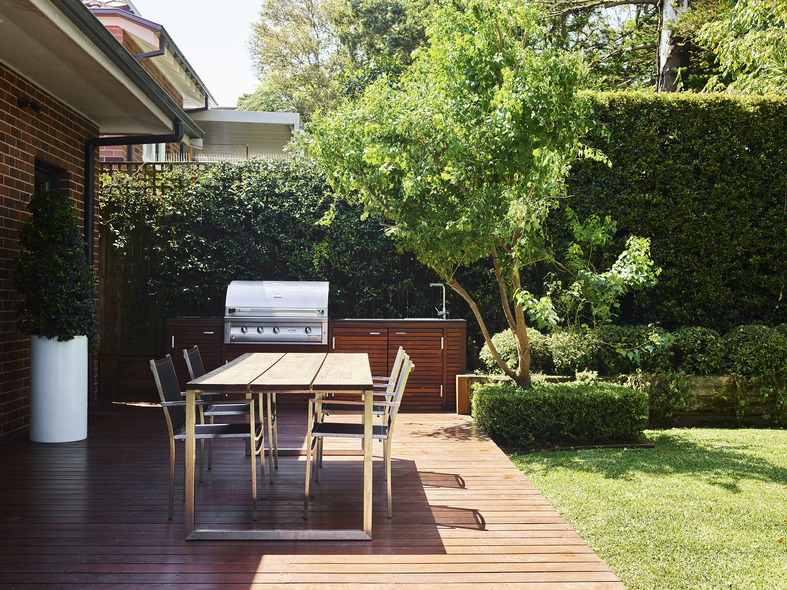 Landscape design, landscape construction and garden design for a residential outdoor space.